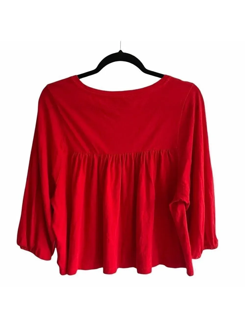 J. CREW Cropped Drapey Popover Blouse Top Shirt Poppy Red XS